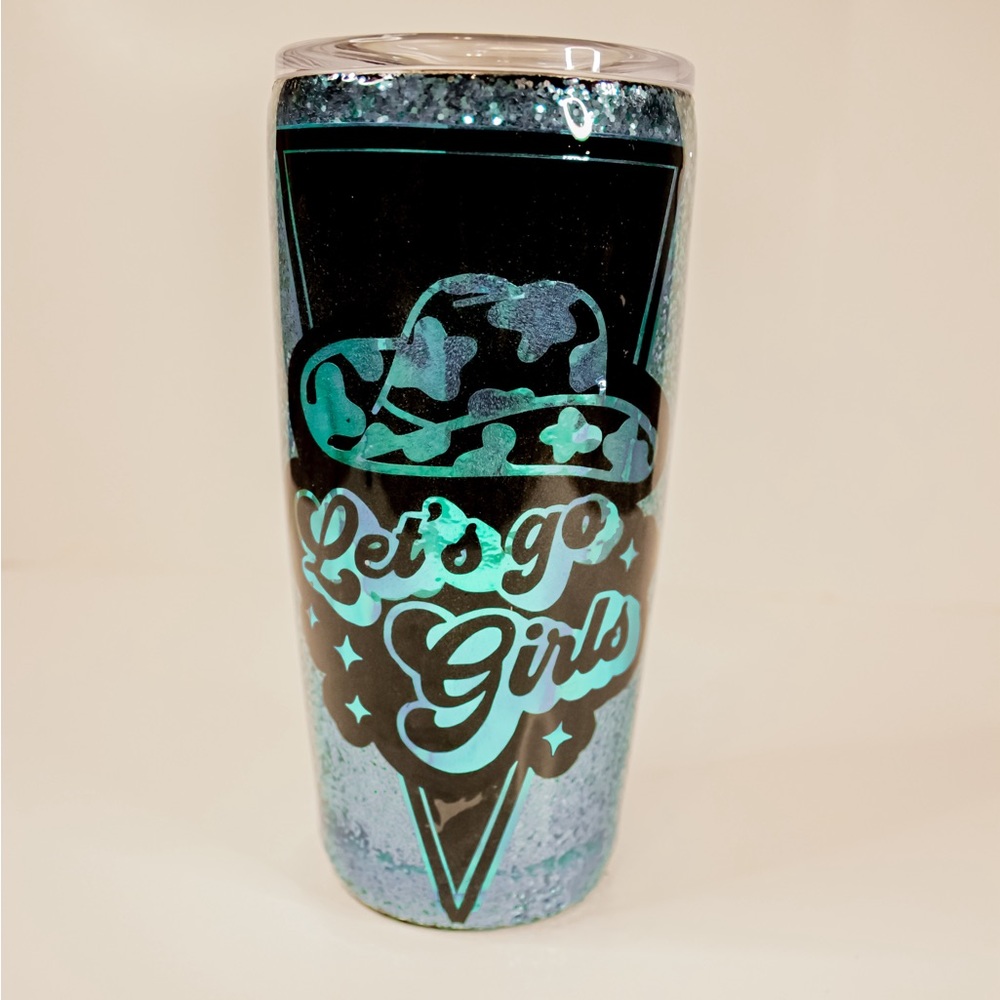 Custom Made Let’s Go Girls Cowgirl Hat Glitter Resin Tumbler